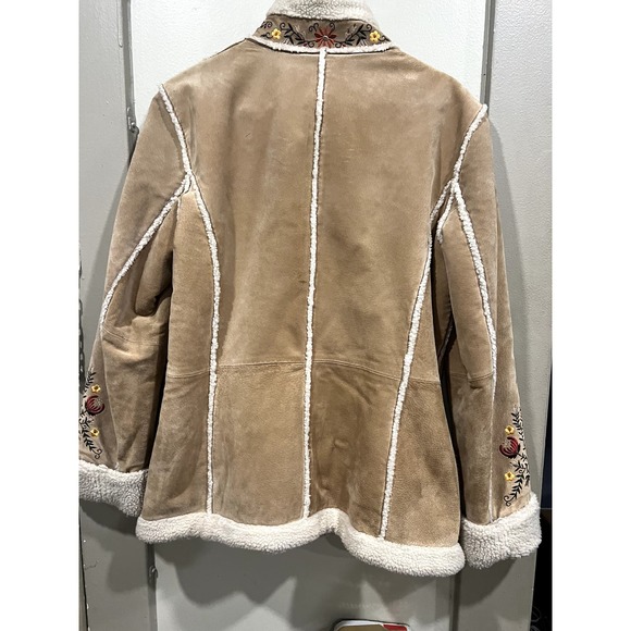VTG Embroidered Suede & Shearling Coat ASO Phoebe Friends St John's Bay - Picture 12 of 15